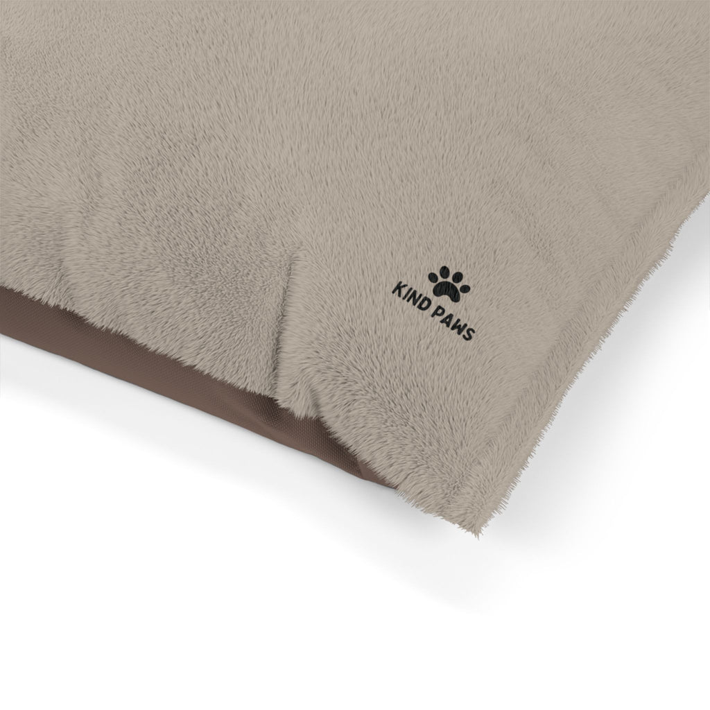 Cozy Plush Pet Bed — Soft Sherpa Cushion with 'Kind Paws' Paw-Print Accent
