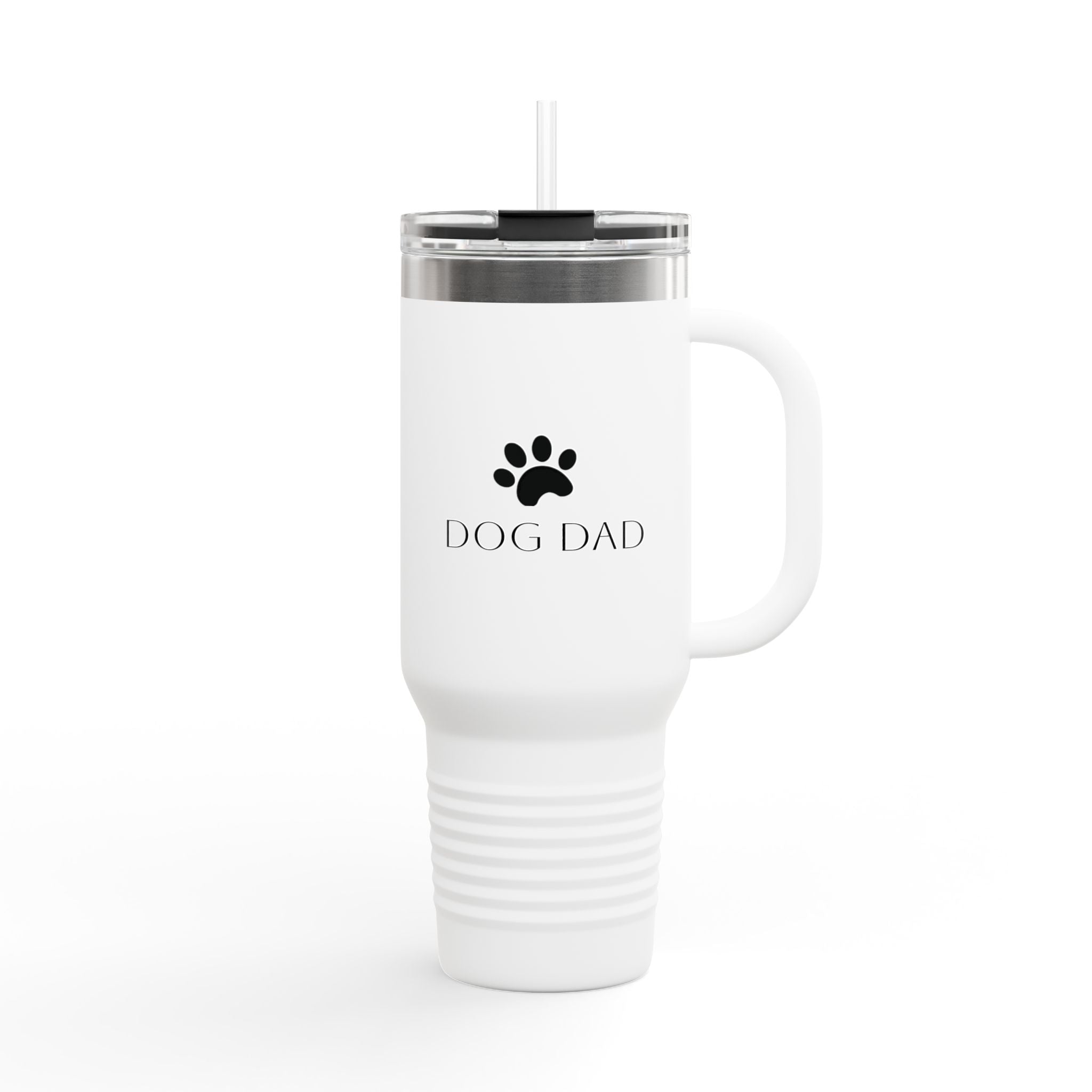 Dog Dad 40oz Insulated Travel Mug – Stainless Steel Tumbler with Straw & Handle