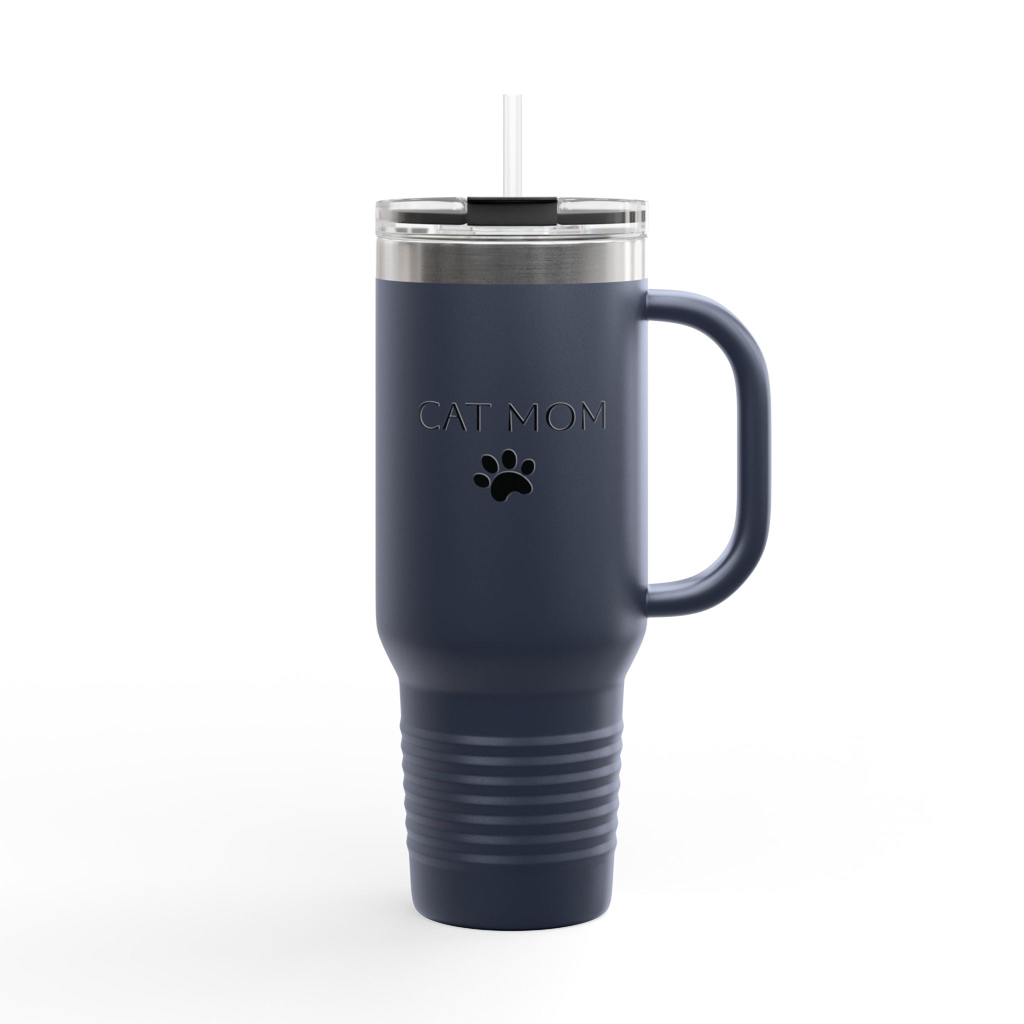 Cat Mom 40oz Insulated Travel Mug – Stainless Steel Tumbler with Lid & Straw