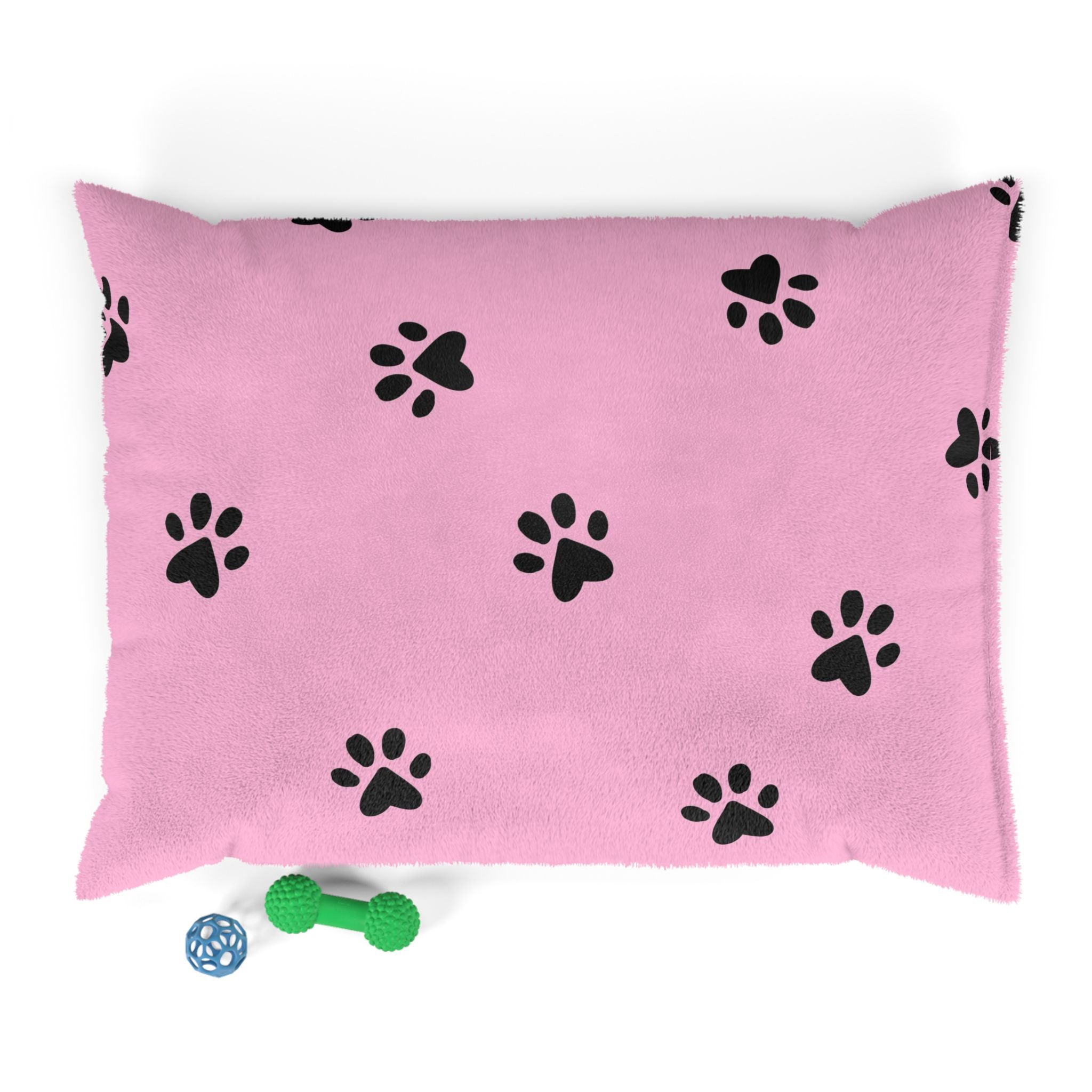 Pink Paw Print Pet Bed - Plush Dog & Cat Cushion