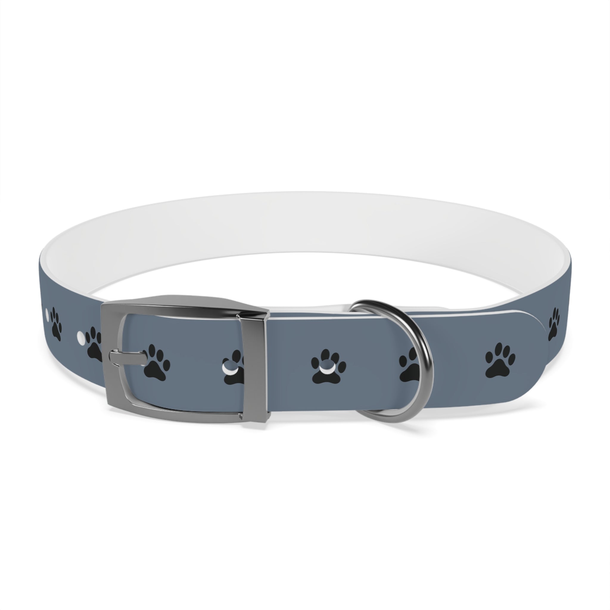 Blue Paw Print Dog Collar — Durable Adjustable Pet Collar for Everyday Wear