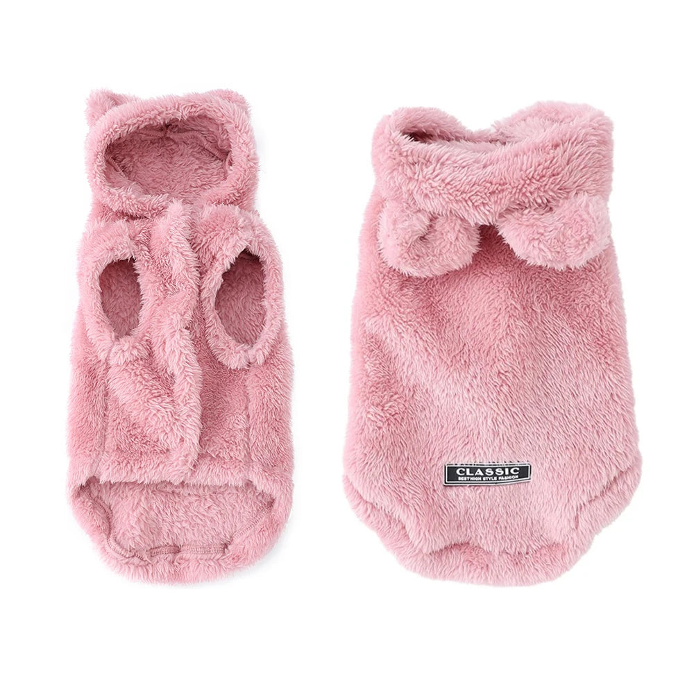 Winter Pet Sweater Coat Cute Ear Soft Hoddie Kitten Clothes Cozy Fleece Costume For Small Dogs Cats Sphynx Cat Yorkshire Outfits