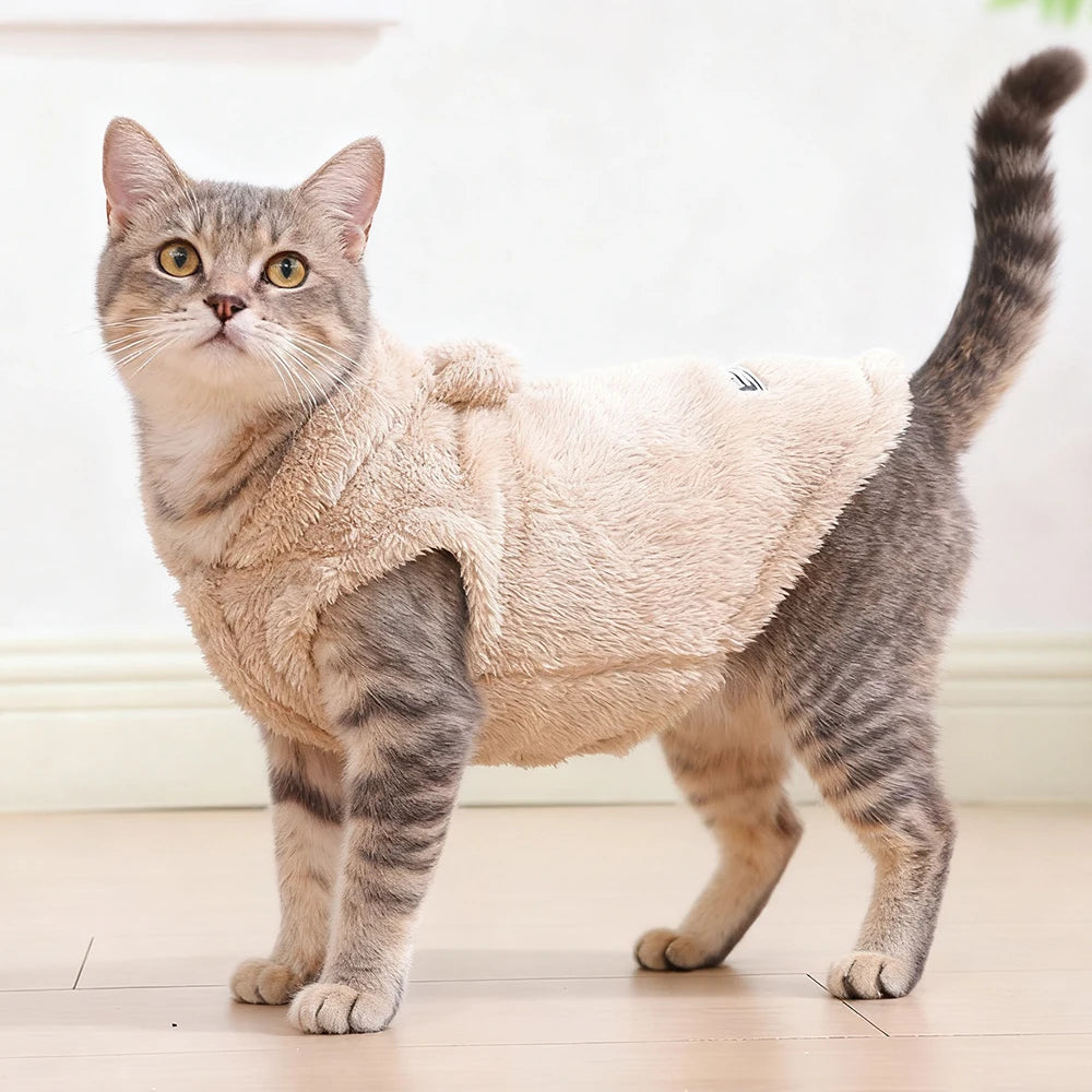 Winter Pet Sweater Coat Cute Ear Soft Hoddie Kitten Clothes Cozy Fleece Costume For Small Dogs Cats Sphynx Cat Yorkshire Outfits