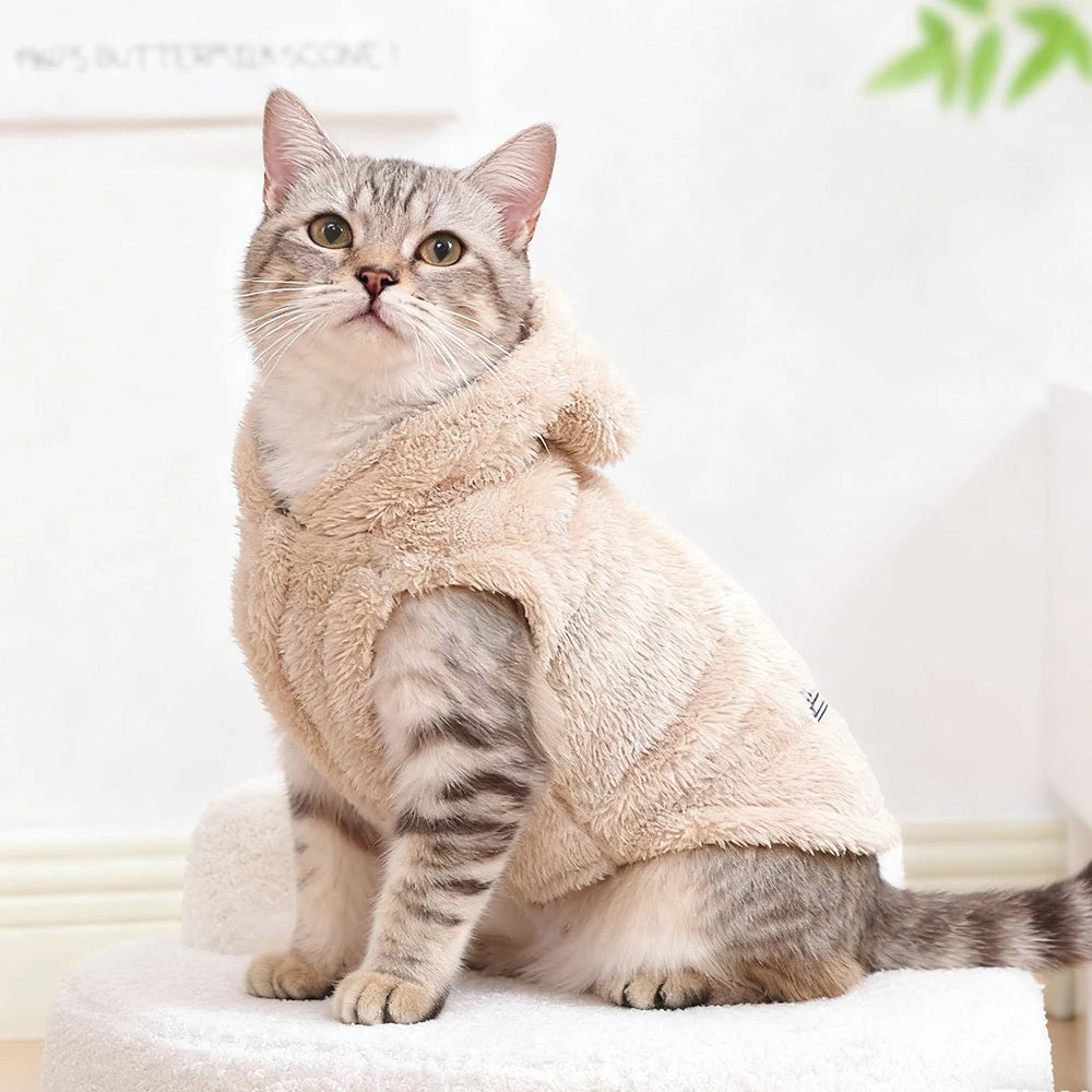 Winter Pet Sweater Coat Cute Ear Soft Hoddie Kitten Clothes Cozy Fleece Costume For Small Dogs Cats Sphynx Cat Yorkshire Outfits