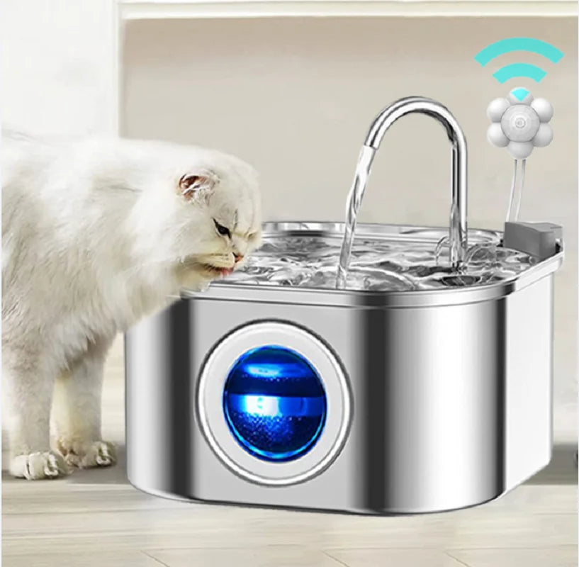 Pet Water Fountain 304 Stainless Steel Automatic Cat Drinking Fountain 3.2L 108oz Super Quiet Pets Auto FilterCats Water Fountai
